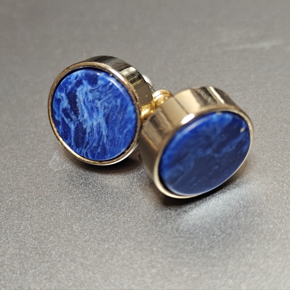 DKNY Blue and Gold Tone Stud Earrings